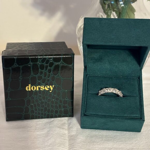 Dorsey Theodora Double Trillion Ring (White Sapphires) in Silver - size 8
